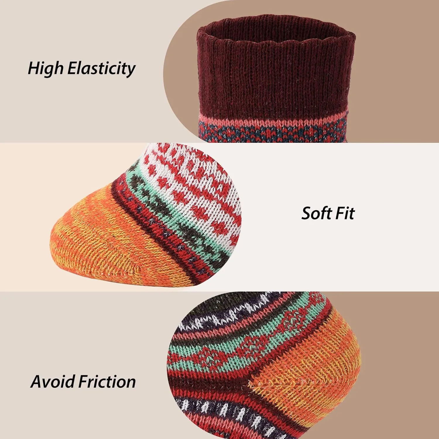 Wool Socks – Cozy, Warm, Thick Knit Socks for Women & Men, 2 Sets