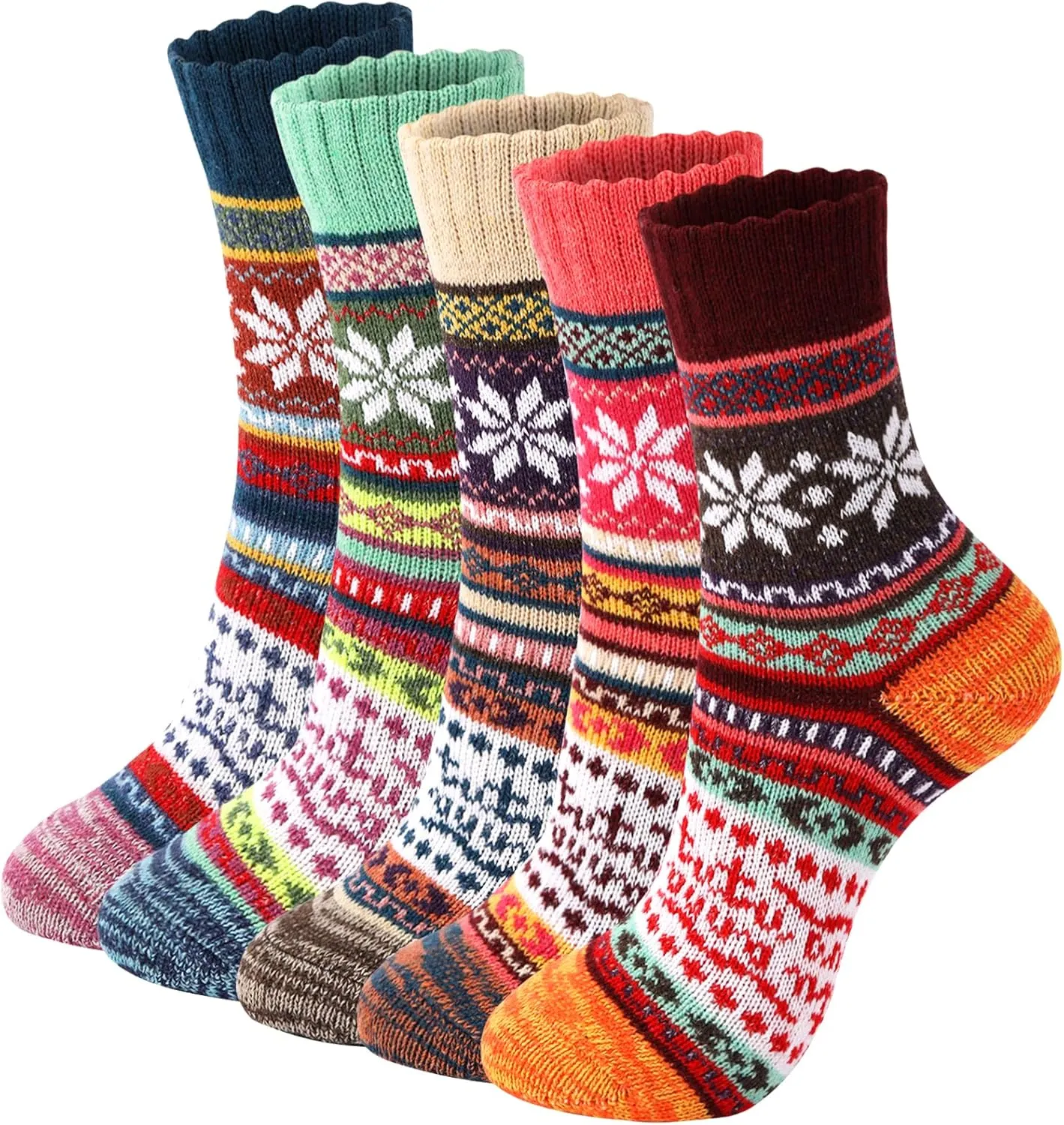 Wool Socks – Cozy, Warm, Thick Knit Socks for Women & Men, 2 Sets