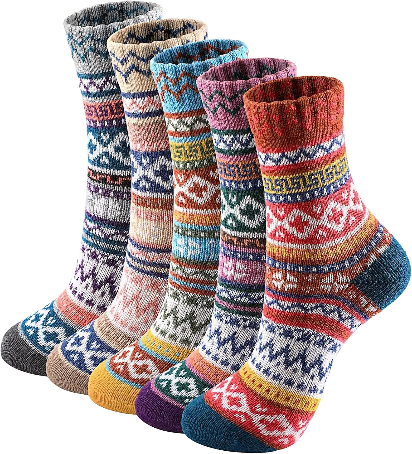 Wool Socks – Cozy, Warm, Thick Knit Socks for Women & Men, 2 Sets