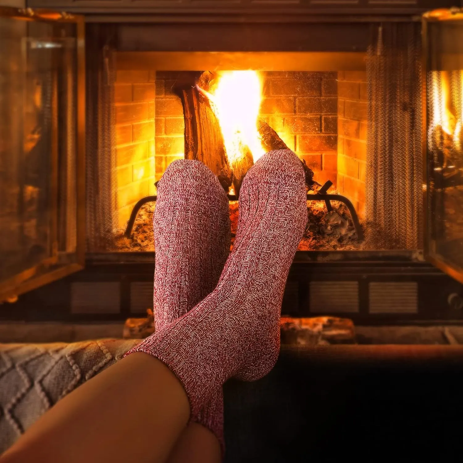 Wool Socks – Cozy, Warm, Thick Knit Socks for Women & Men, 2 Sets