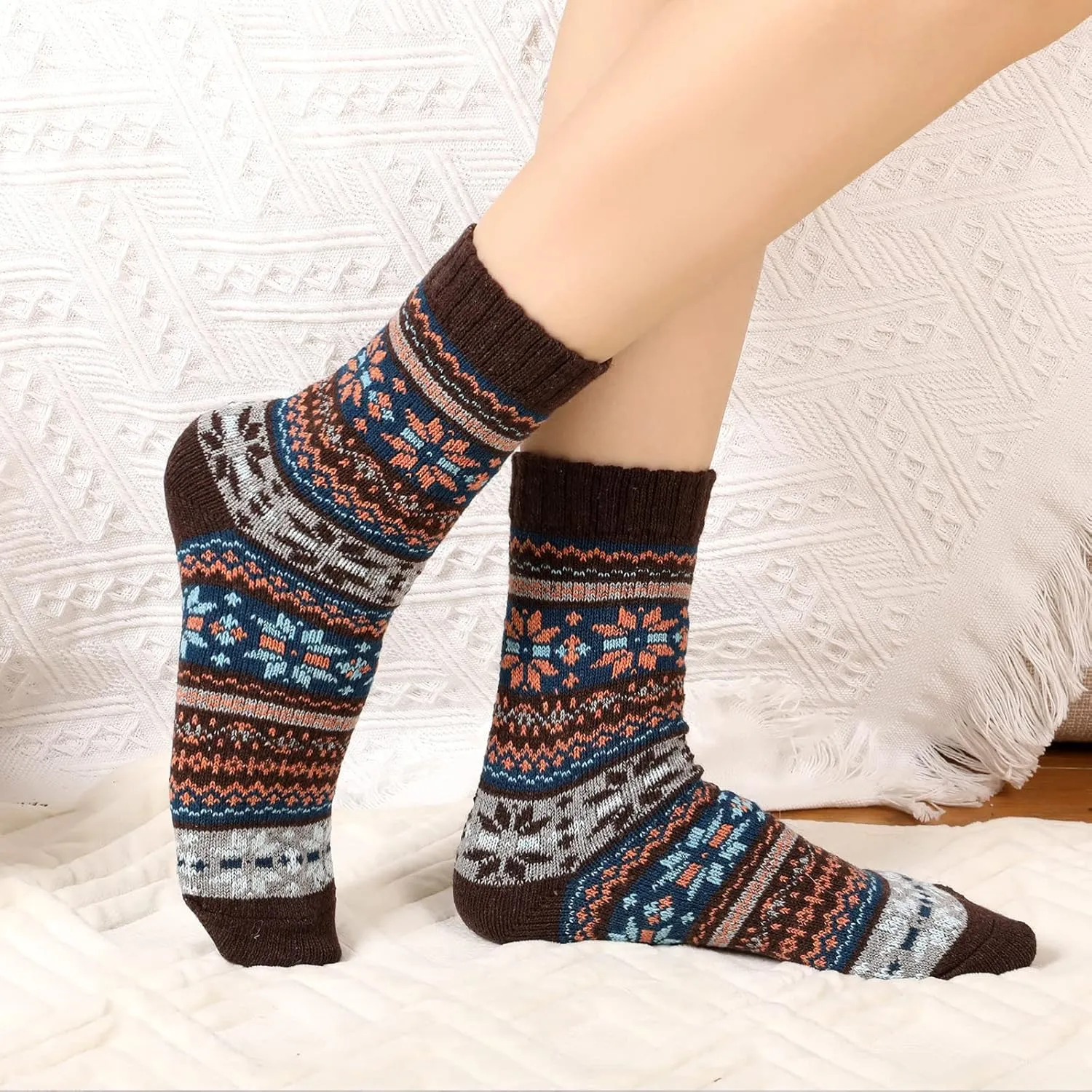 Wool Socks – Cozy, Warm, Thick Knit Socks for Women & Men, 2 Sets