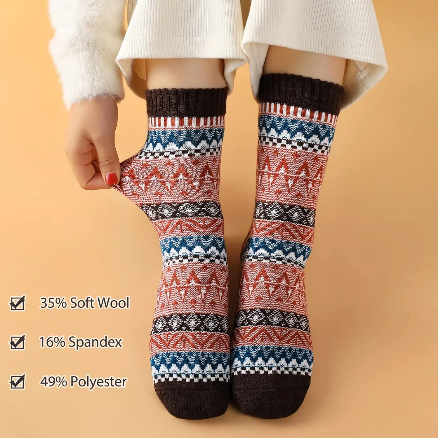 Wool Socks – Cozy, Warm, Thick Knit Socks for Women & Men, 2 Sets