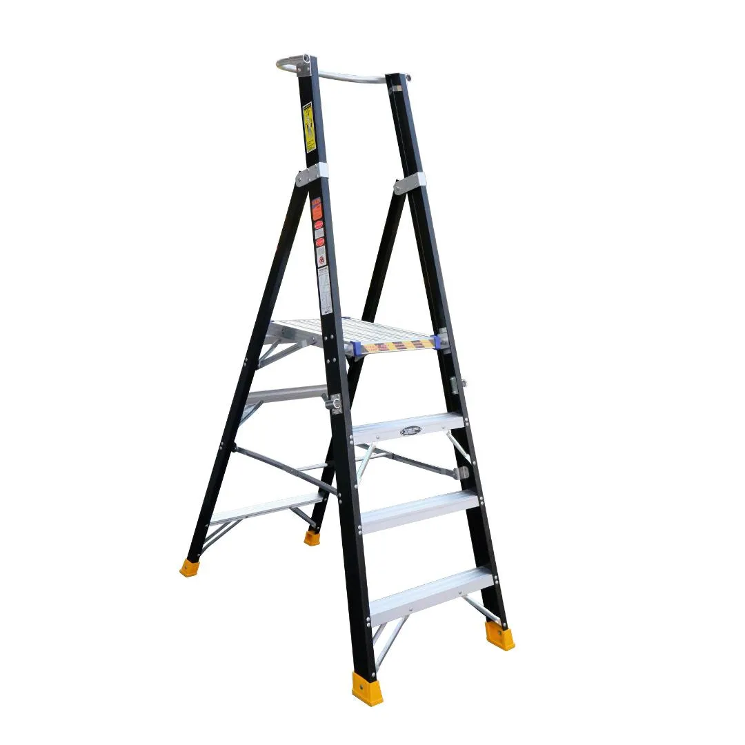 XG Fibreglass Platform Ladder Black with Safety Chain | Model: L-XG152FB