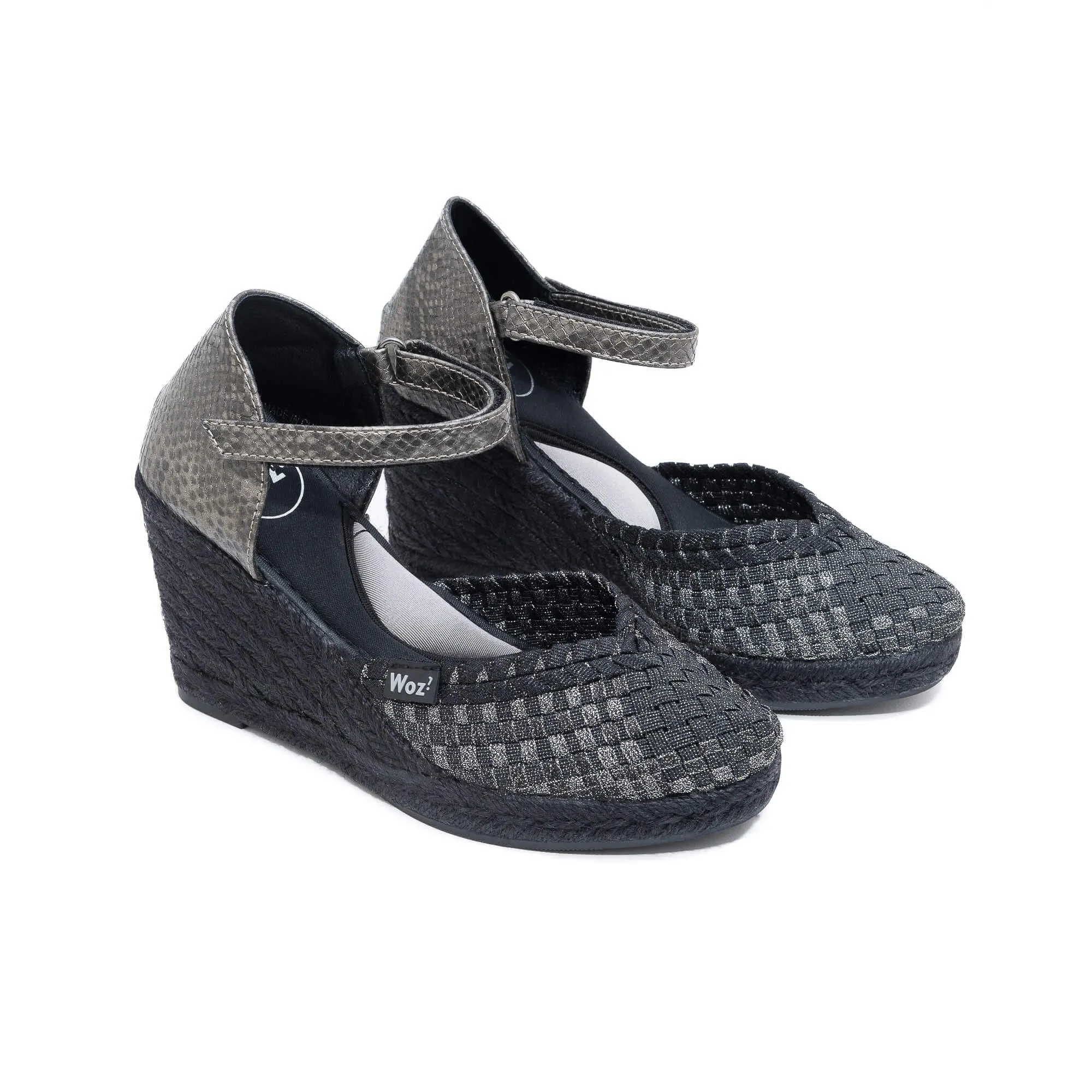 Zaira Black & Silver Espadrilles